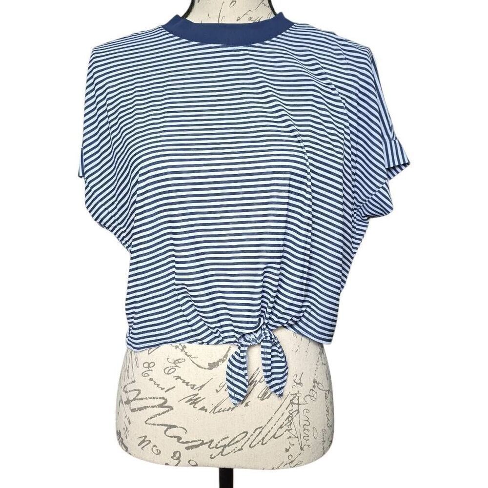 Abercrombie Fitch YBP Women's Size M Blue Featherweight Tie Front Knot Front Tee